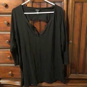 Black burnout Henley keyhole back top